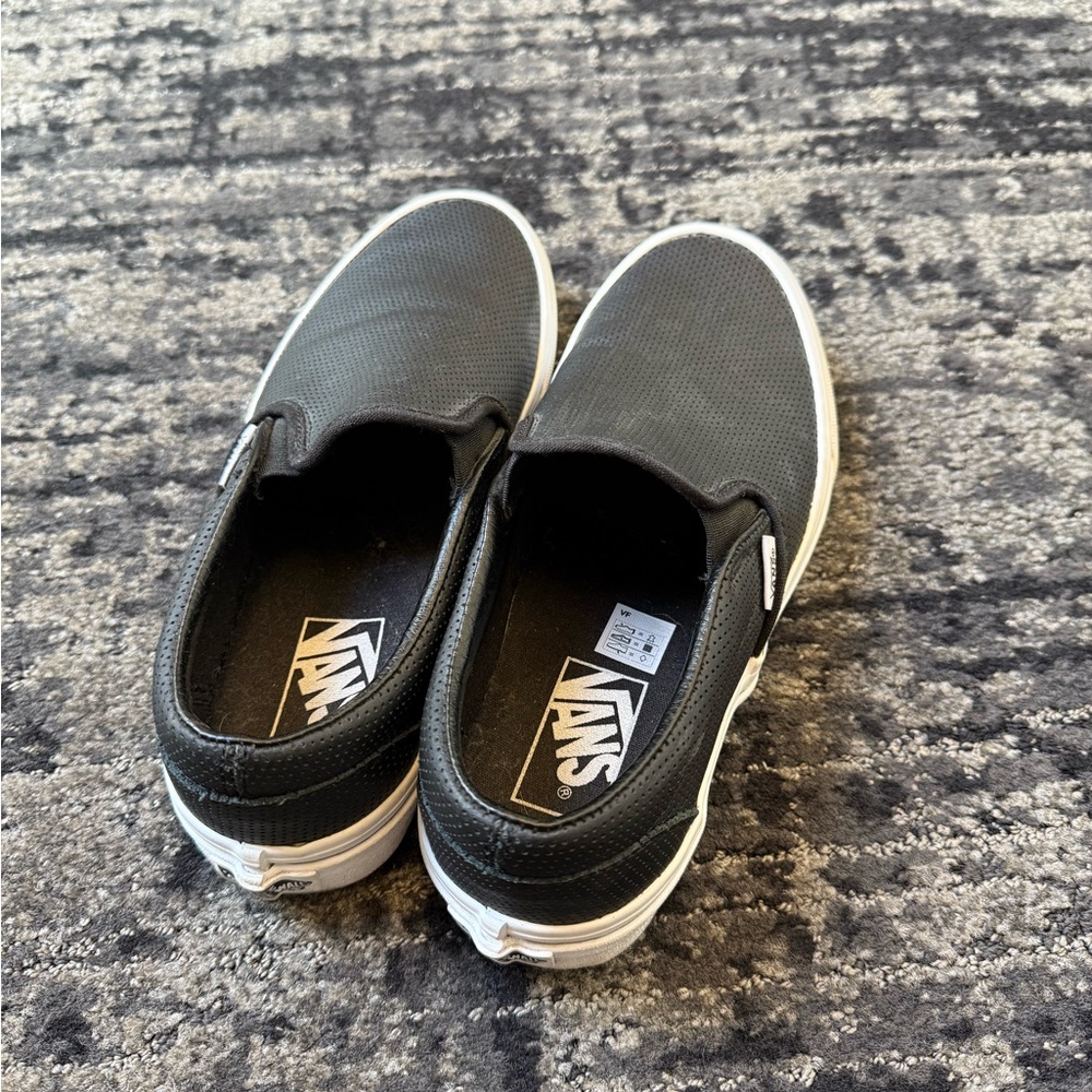 Vans Black Leather Slip-On Sneakers women’s 7.5 NWOT